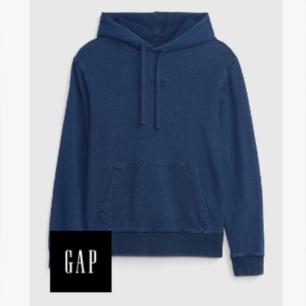 Gap logo hoodie navy blue garment dyed XL